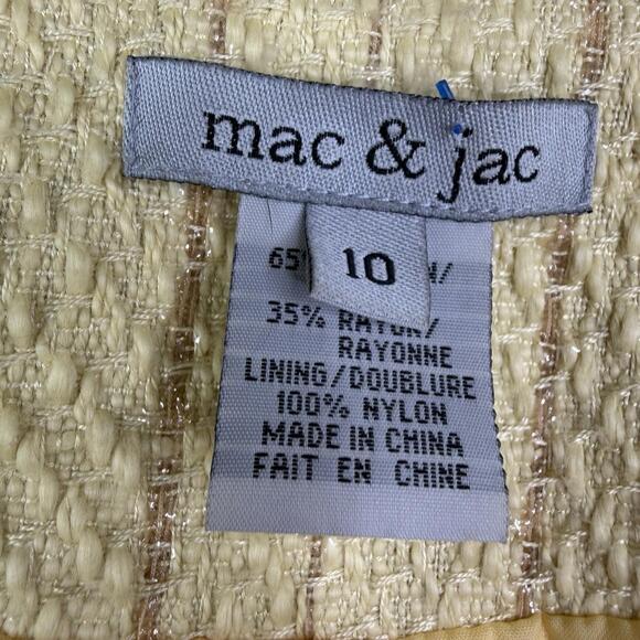 Mac & Jac Y2K Yellow Tweed Button-Up Cotton Blend Cropped Jacket Women's Size 10 - Picture 4 of 12